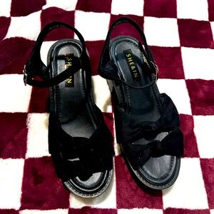 black suede platforms